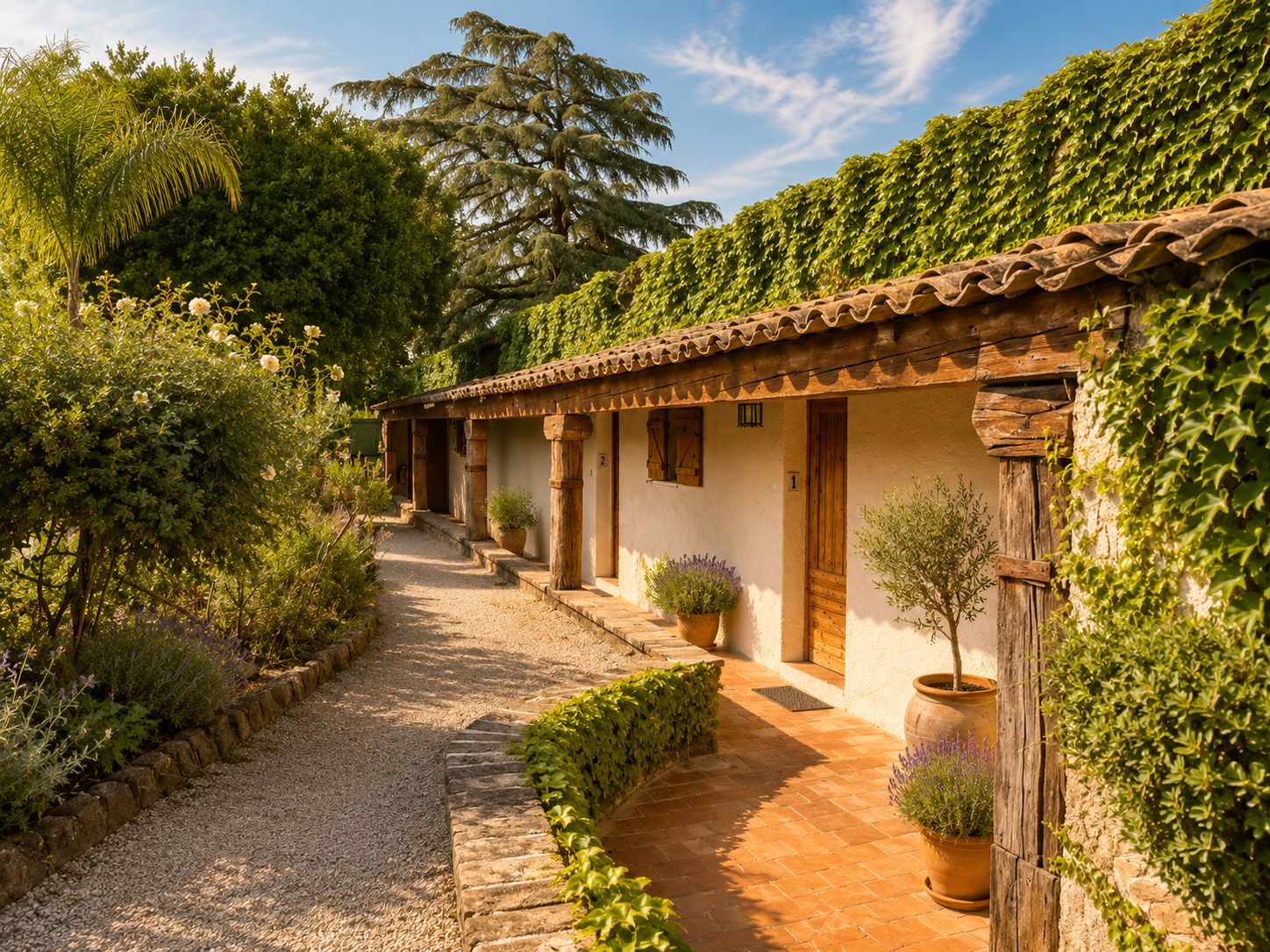 The exterior of the bungalow at Mas des Serres, home to the four ensuite rooms