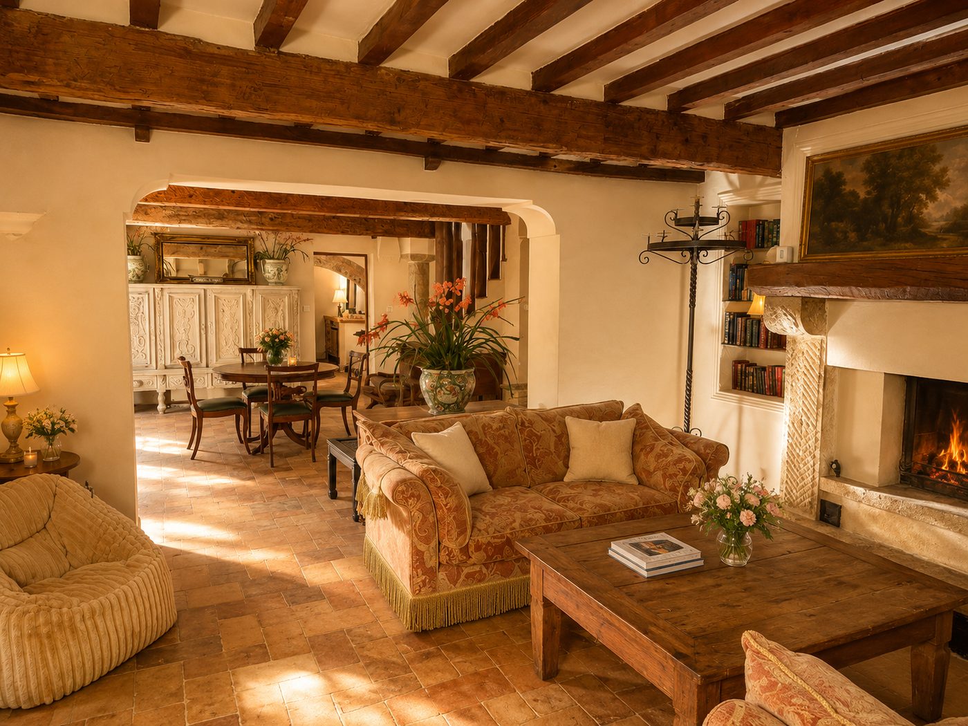 Sitting room of the main farmhouse at Mas des Serres